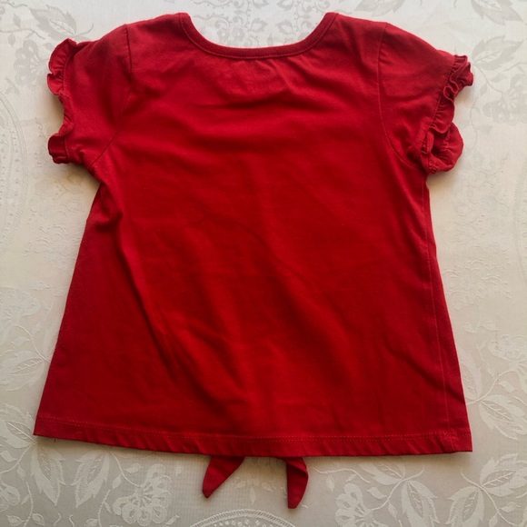Disney Junior Minnie Graphic Red T-Shirt Girls Size 6 Short Sleeves Front Tie-Up - Picture 2 of 15